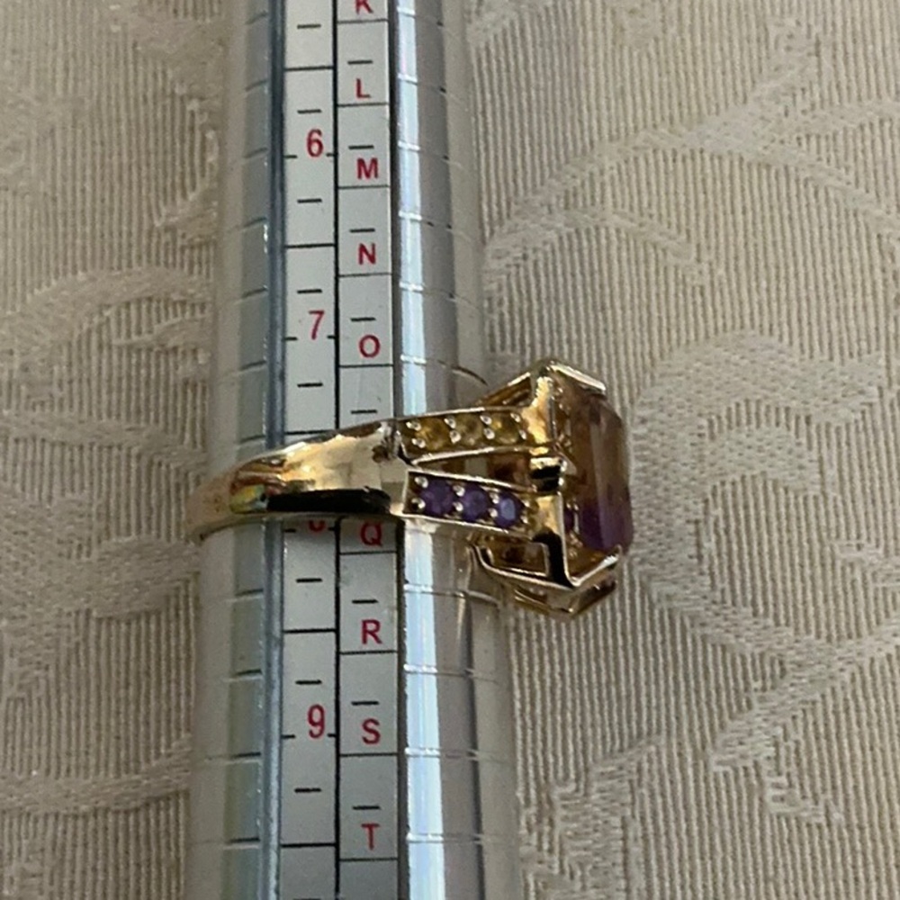 Ametrine vintage ring size 7.75-8? sterling silver w/ gold layer over 925 Estate - Picture 8 of 14